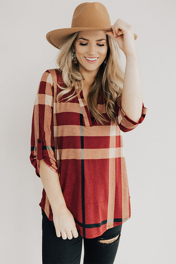 Crisp Days Shift Top in Sangria Image - 2