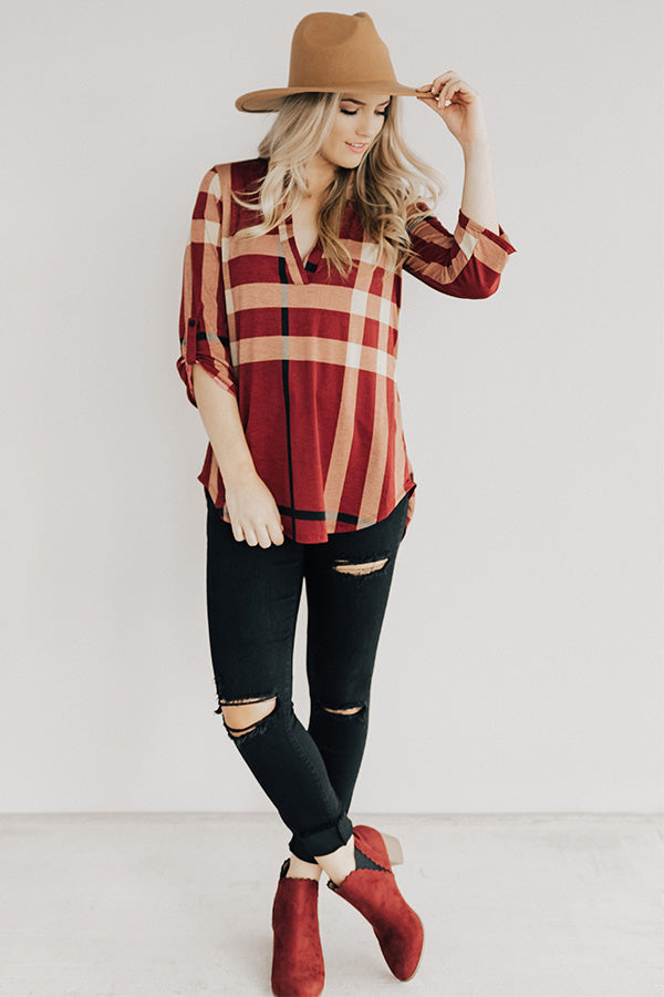 Crisp Days Shift Top in Sangria Image - 1