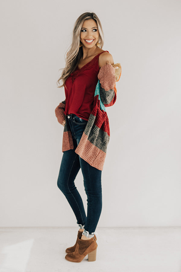 Making Magic Color Block Chenille Cardigan in Tangerine Image - 5