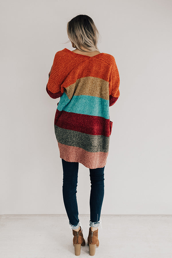 Making Magic Color Block Chenille Cardigan in Tangerine Image - 1