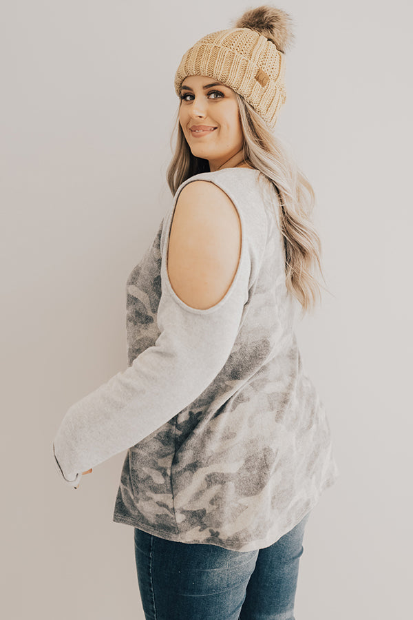 Keepin' It Camo Cold Shoulder Top Curves Image - 1