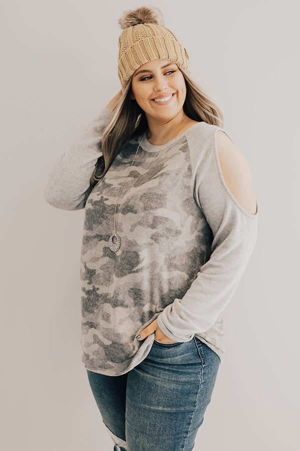 Keepin' It Camo Cold Shoulder Top Curves Image - 3