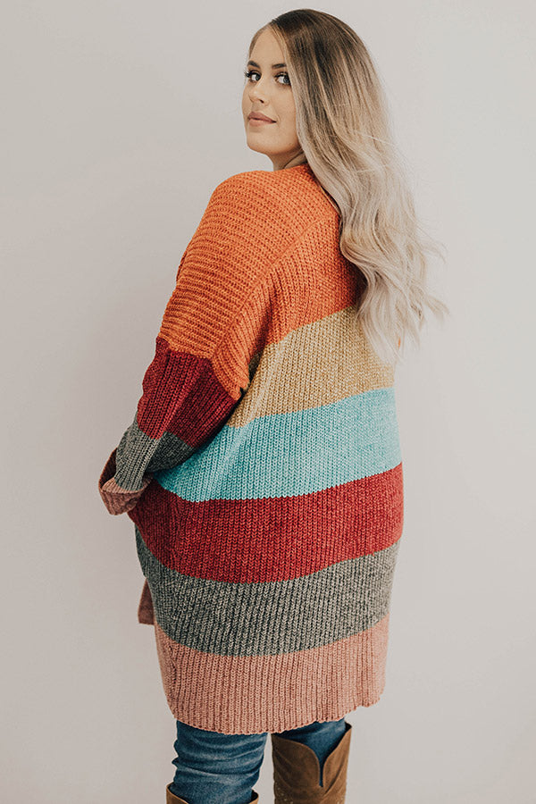 Making Magic Color Block Chenille Cardigan in Tangerine Curves Image - 4