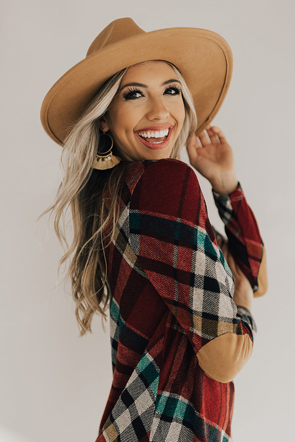 Hey Sugar Plum Plaid Sweater Dress in Wine Image - 4