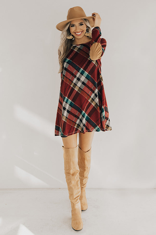 Hey Sugar Plum Plaid Sweater Dress in Wine Image - 1