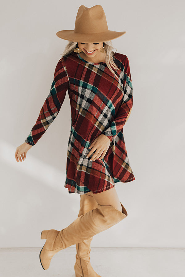 Hey Sugar Plum Plaid Sweater Dress in Wine Image - 5