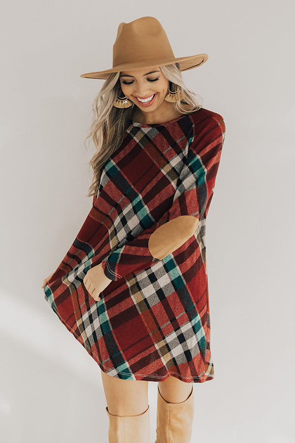 Hey Sugar Plum Plaid Sweater Dress in Wine Image - 3