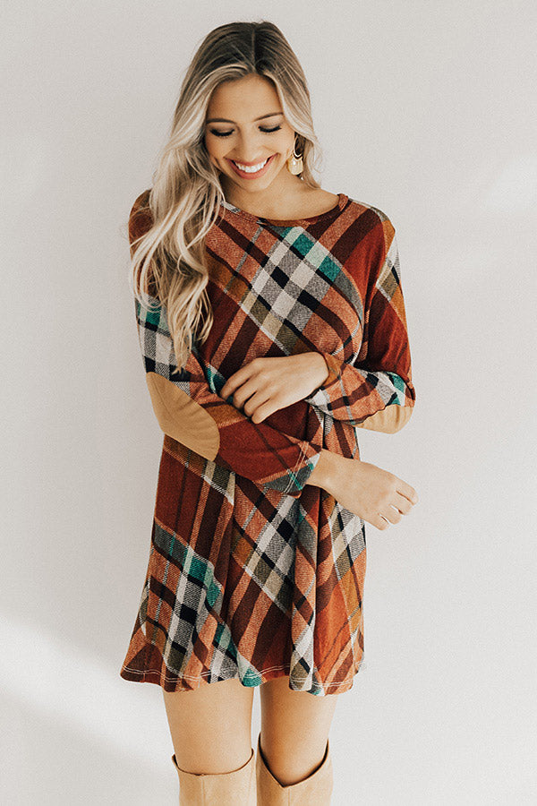 Hey Sugar Plum Plaid Sweater Dress in Rust Image - 1
