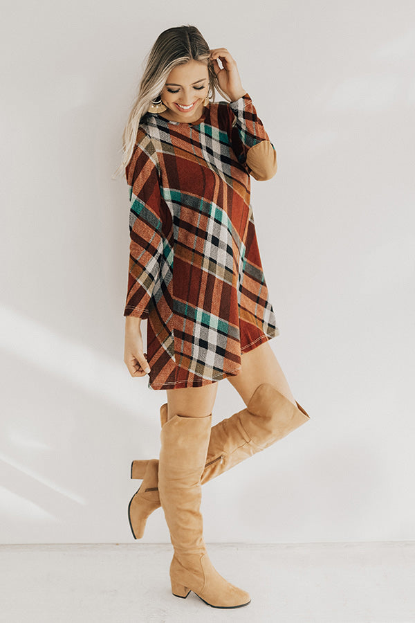 Hey Sugar Plum Plaid Sweater Dress in Rust Image - 4