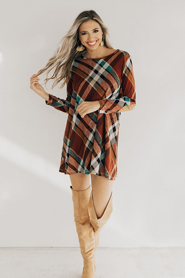 Hey Sugar Plum Plaid Sweater Dress in Rust Image - 2