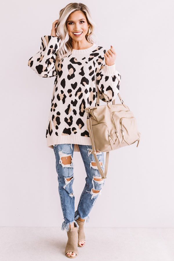 Spotted In Manhattan Leopard Sweater in Cream Image - 2