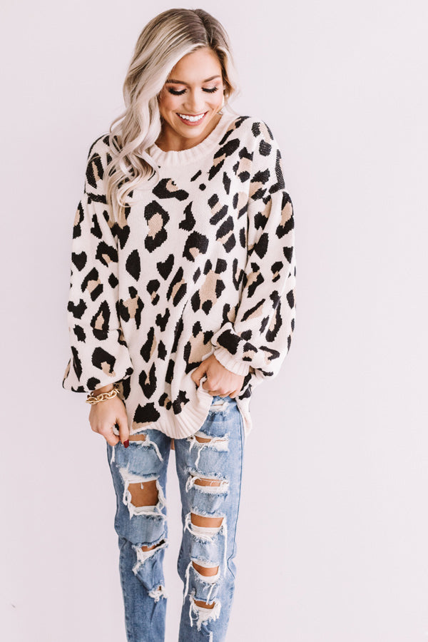 Spotted In Manhattan Leopard Sweater in Cream Image - 3