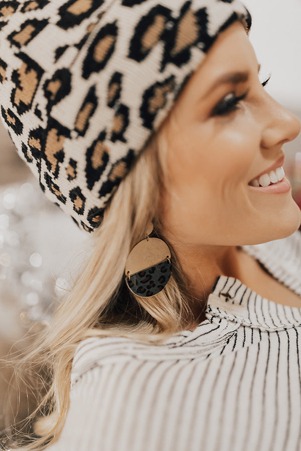 Martini Meetup Leopard Earrings In Dark Grey Image - 1