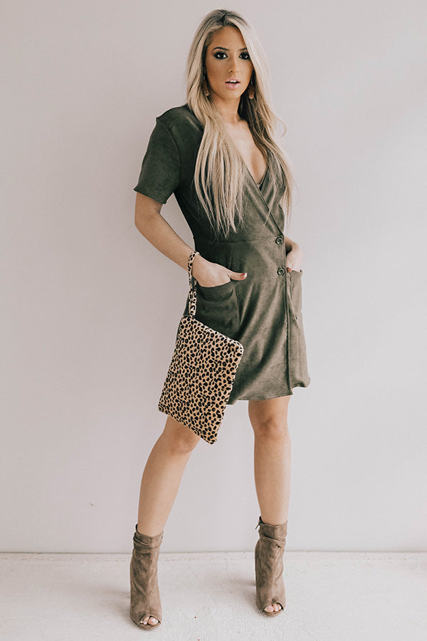 That VIP Life Faux Suede Dress in Olive Image - 1