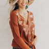 Call It Fall Embroidered Waffle Knit Top In Rust Image - 1