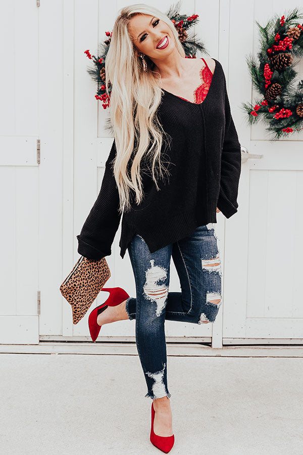 Ski Party Shift Sweater In Black Image - 1