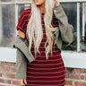 Lined Up Stripe T-Shirt Dress In Wine Image - 1
