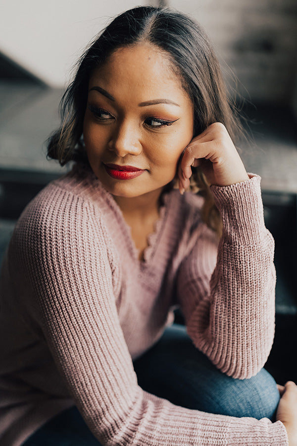 Hot Chocolate Cozy Chenille Sweater In Blush Image - 2