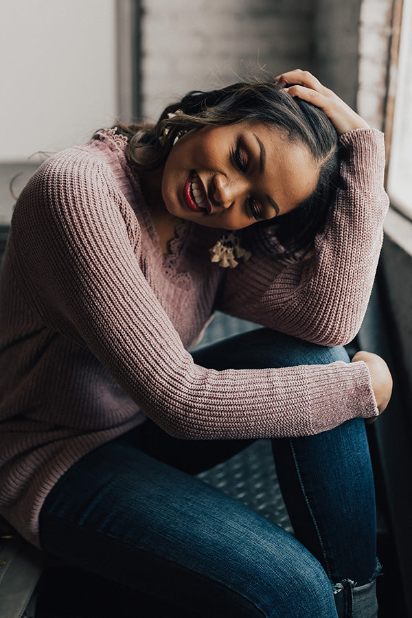 Hot Chocolate Cozy Chenille Sweater In Blush Image - 4