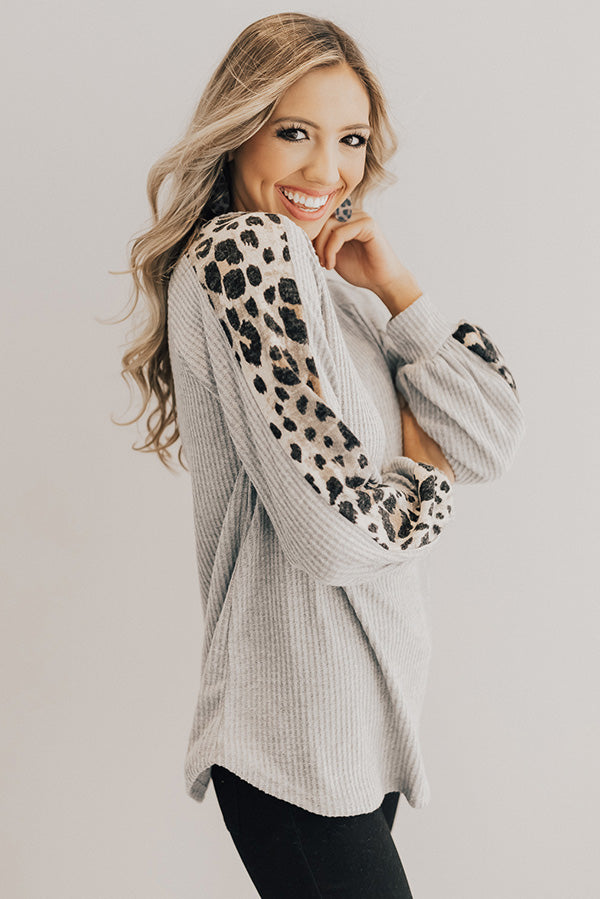 Cocoa And Kisses Waffle Knit Top In Grey Image - 3