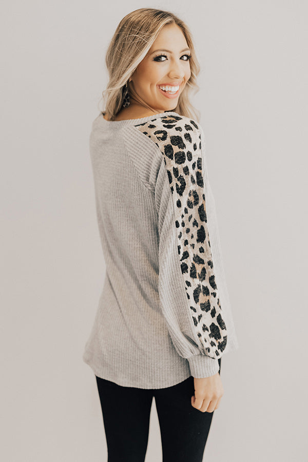 Cocoa And Kisses Waffle Knit Top In Grey Image - 4