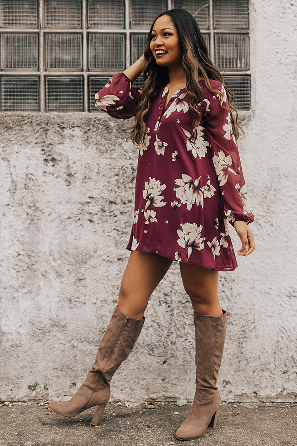 Chiffon On My Mind Floral Tunic Dress in Purple Image - 1