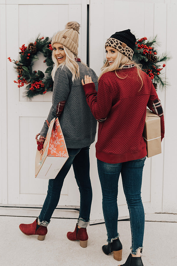 Keep It Cool Quilted Shift Sweater in Wine Image - 4