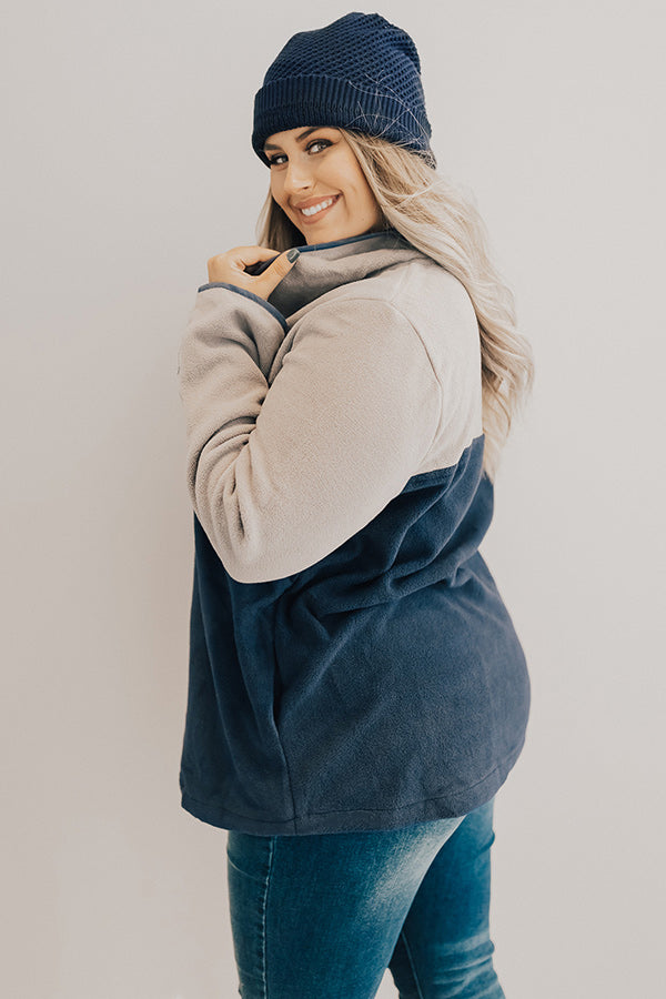Arctic Chill Fleece Shift Pullover in Navy Curves Image - 4