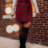 Autumn Days High Waist Plaid Skirt in Red Image - 1