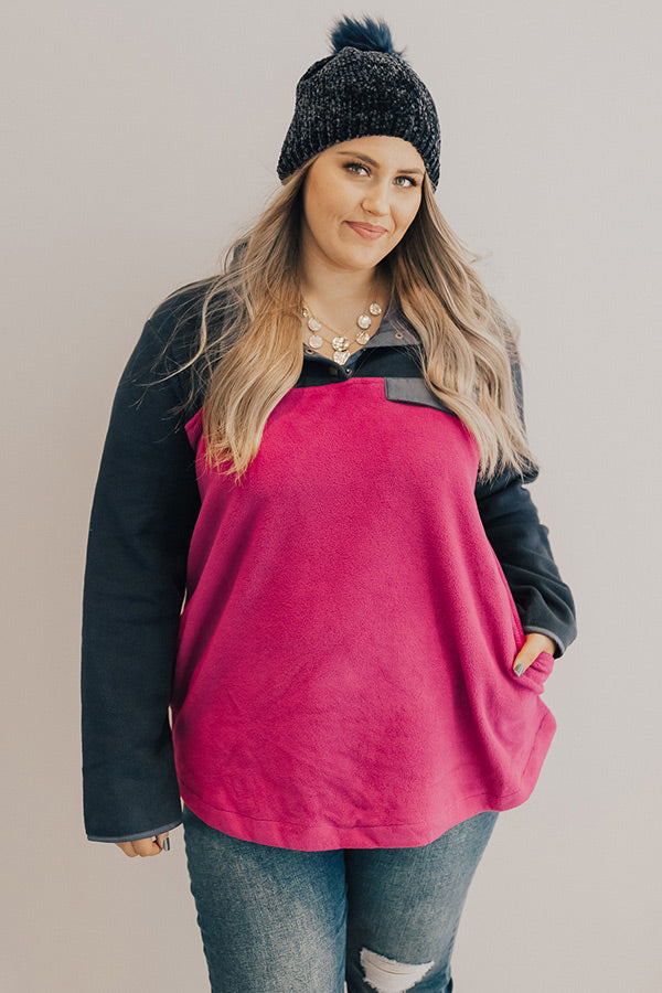 Arctic Chill Fleece Shift Pullover in Fuchsia Curves Image - 1
