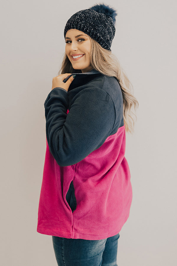 Arctic Chill Fleece Shift Pullover in Fuchsia Curves Image - 4