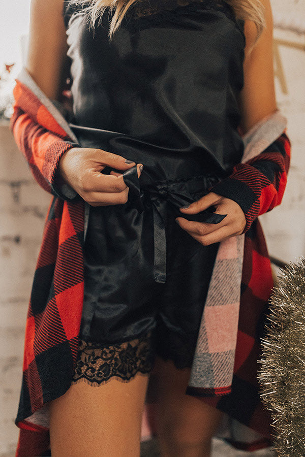 Secret Admirer Satin Pajama Set in Black Image - 4