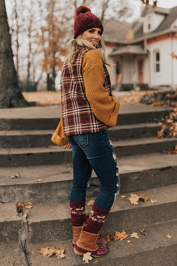Mountain Valley Plaid Vest in Wine Image - 4