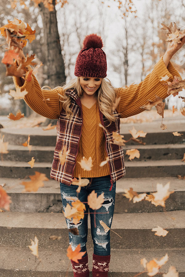 Mountain Valley Plaid Vest in Wine Image - 1
