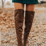 The Lakelynn Faux Leather Thigh High Boot In Brown Image - 1