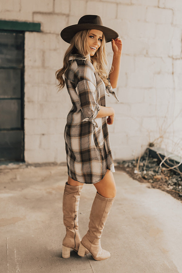 Chic And Stylish Plaid Shift Dress in Martini Olive Image - 5