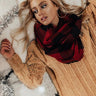 Latte Luxe Infinity Buffalo Check Scarf In Wine Image - 1