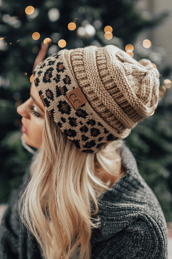 Spotted In The City Leopard Beanie In Iced Latte Image - 1