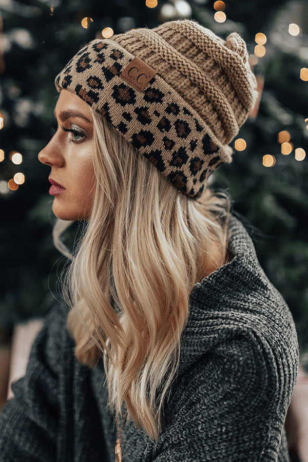 Spotted In The City Leopard Beanie In Iced Latte Image - 2