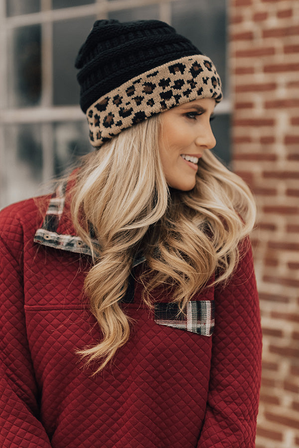 Spotted In The City Leopard Beanie In Black Image - 2