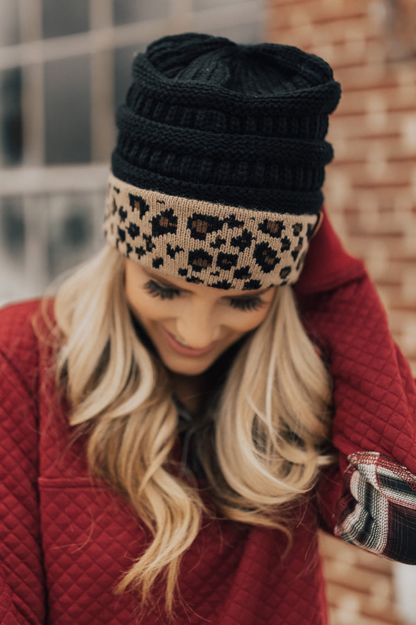 Spotted In The City Leopard Beanie In Black Image - 3