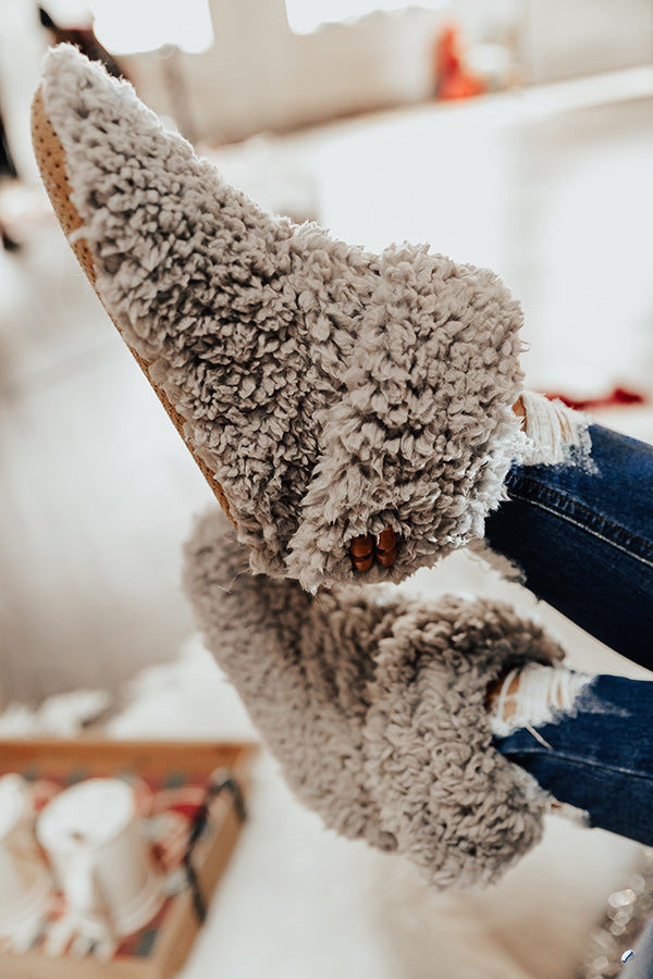 Holly Jolly Fuzzy Slippers In Grey Image - 1