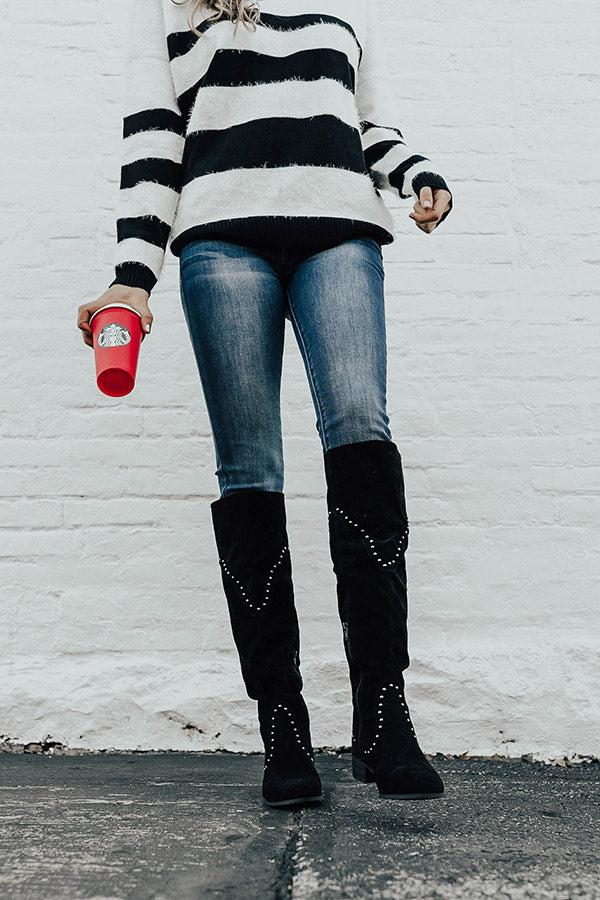 The Aiden Over The Knee Boot In Black Image - 1