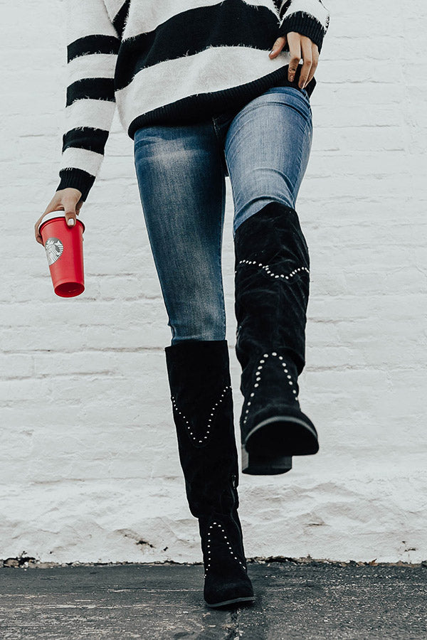 The Aiden Over The Knee Boot In Black Image - 4