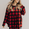 Mistletoe Kisses Buffalo Check Babydoll Top Image - 1