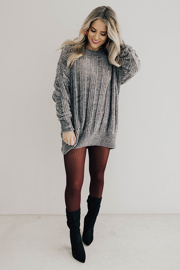 Cozy On My Mind Chenille Tunic Sweater in Grey