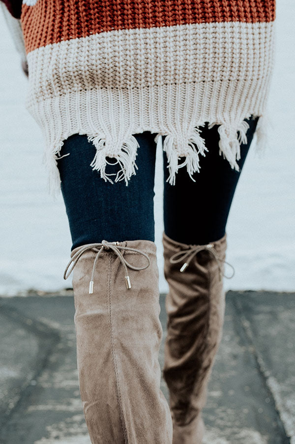 The Whitley Faux Suede Thigh High Boot In Taupe Image - 3