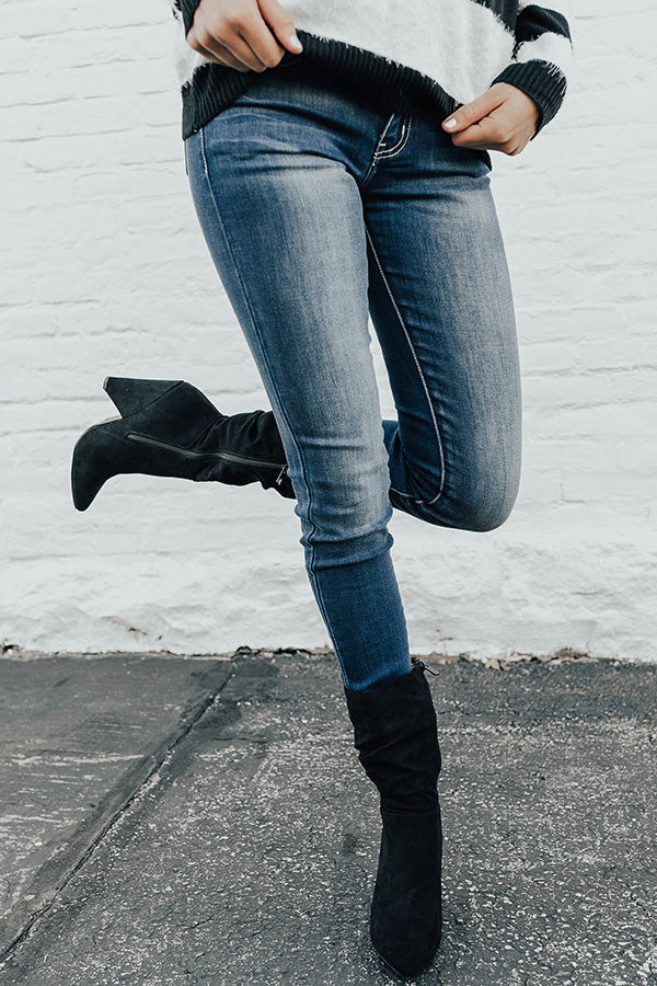 The Rose Faux Suede Boot In Black