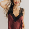 Weekend Luxe Lace Shift Tank in Merlot Image - 1