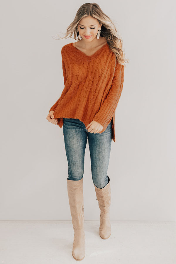 Chilly Nights Shift Sweater in Rust